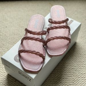 Schutz Braided Jelly Sandals - Rose, size 8
